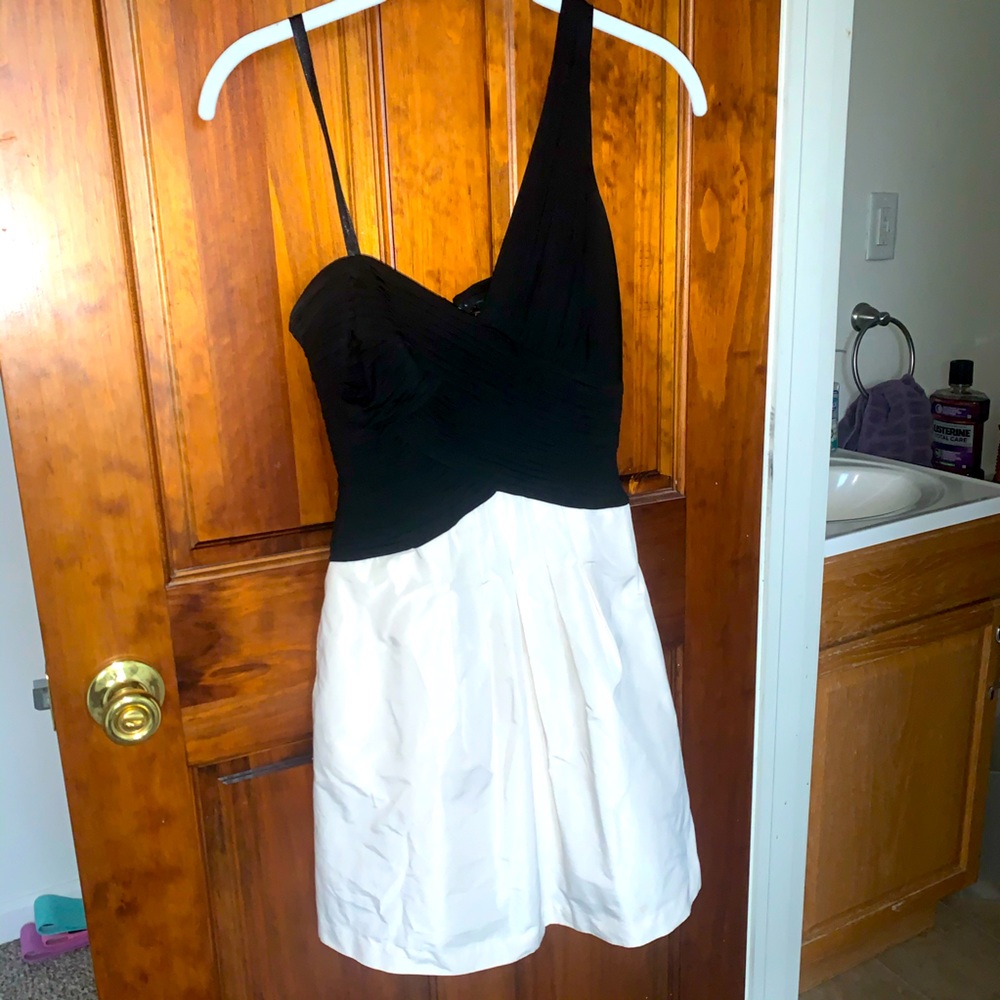 BCBG Black And White One Shoulder Dress